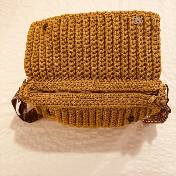 Crossbody Handmade Crochet Woven Khaki Bag NWOT - Picture 10 of 16